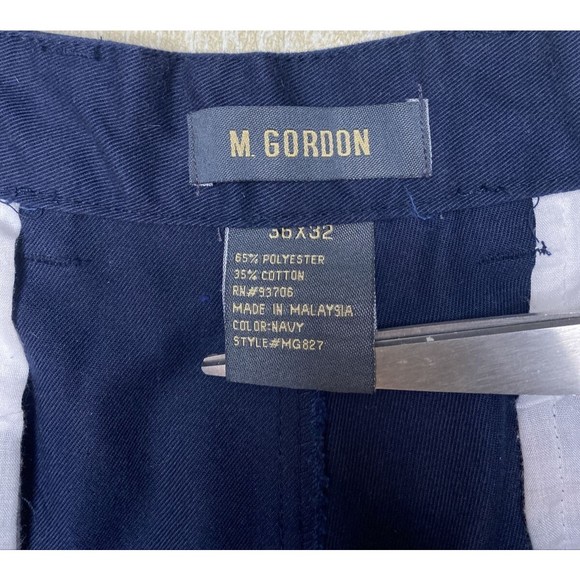 Vintage M. Gordon Corduroy Pants Men's 36x32 Navy Blue Straight Leg Cotton - Picture 4 of 4